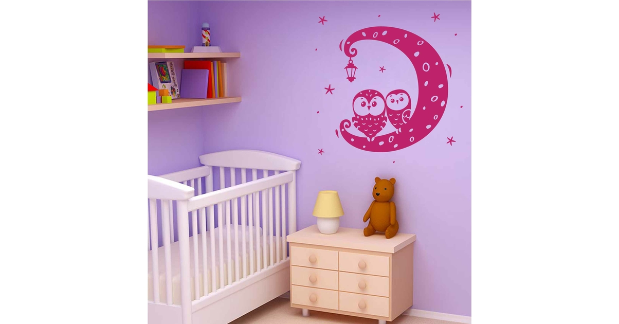 Stickers Hibou lune - Autocollant muraux et deco